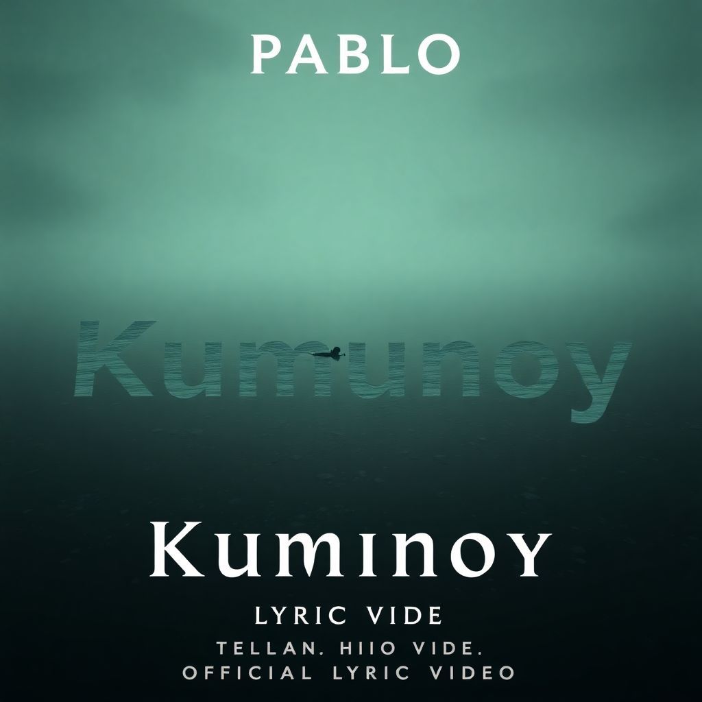Soul AI Album Cover — A melancholic and ethereal album cover featuring a figure sinking into a swampy, dark green landscape, surrounded by mist and muted colors; the title "Kumunoy" integrated into the water with fluid typography, evoking feelings of struggle and introspection, highly detailed and atmospheric, 8k resolution.
