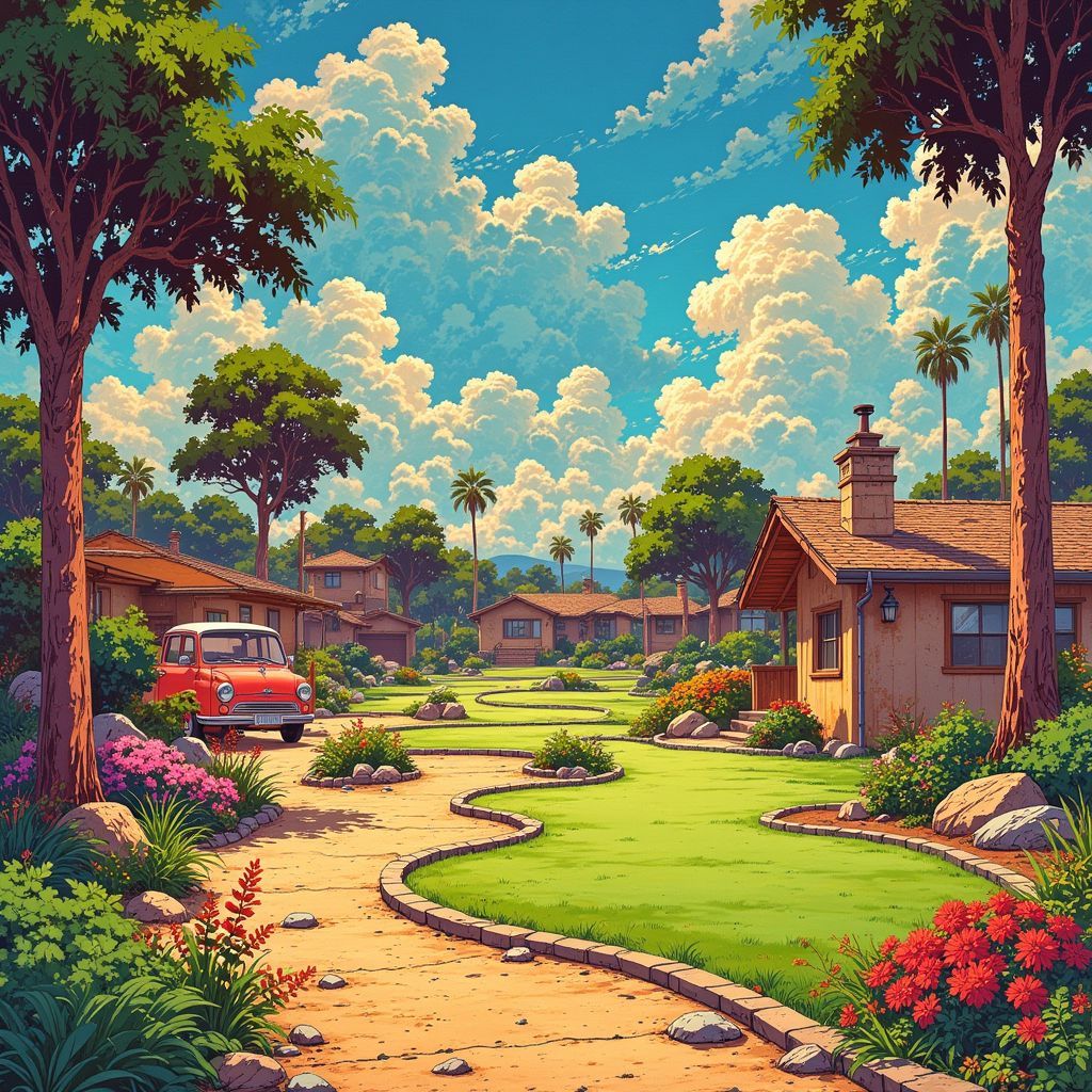 Americana AI Album Cover — A vibrant 80s-style movie poster featuring a whimsical adults-only miniature golf course named 'Holes'; sexy, playful young adults enjoying suggestive hazards, in a surreal Ghibsky illustration style; bold colors, cinematic lighting, highly detailed, capturing summer nostalgia and cheeky fun, 8k resolution