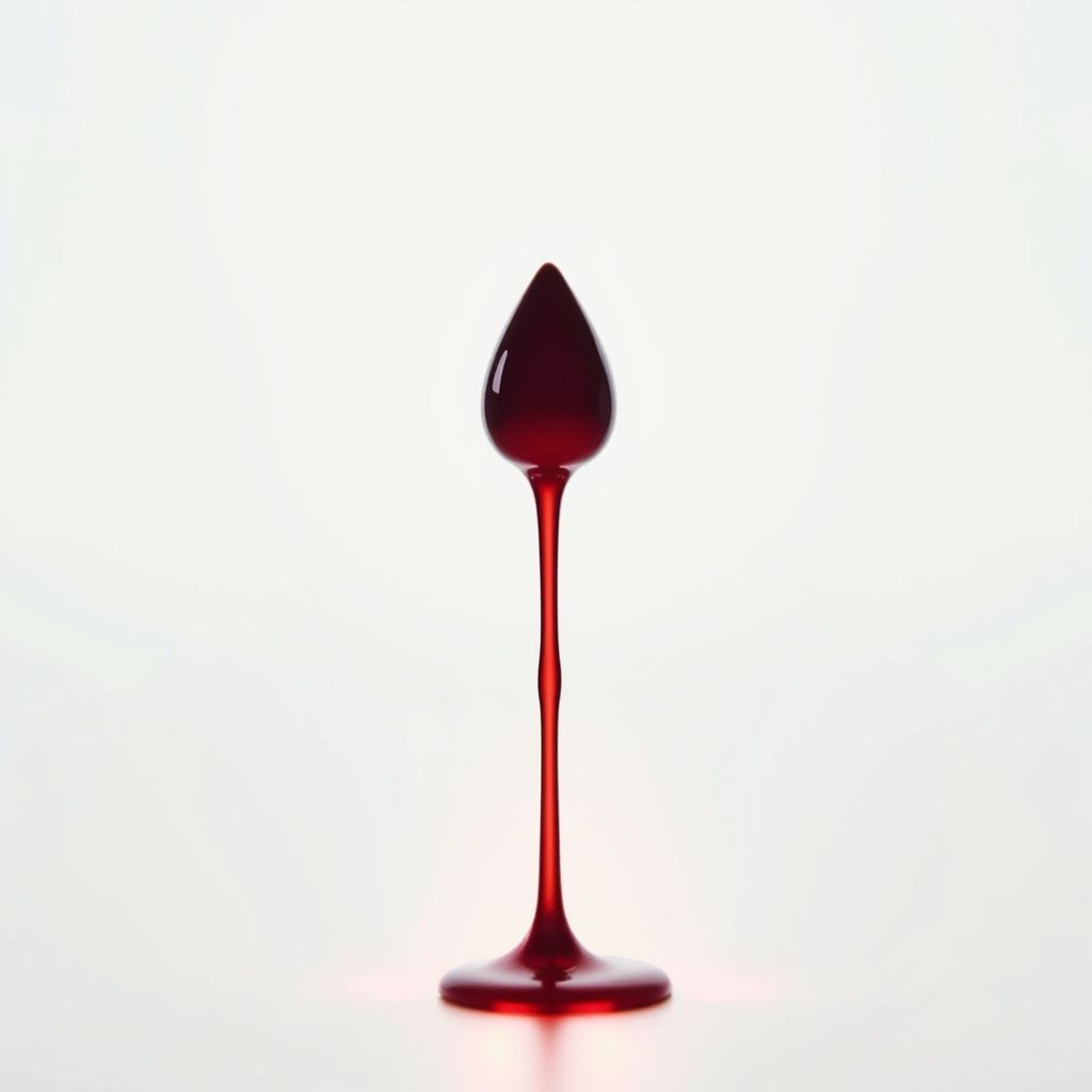 Rock AI Album Cover — Ultra minimalist album cover featuring a realistic drop of blood dripping down a pure white background; subtle warm light glowing beneath the blood, evoking sadness and vulnerability; cinematic minimalism with high detail, clean composition, modern pop rock aesthetic, 8k resolution, ethereal atmosphere.