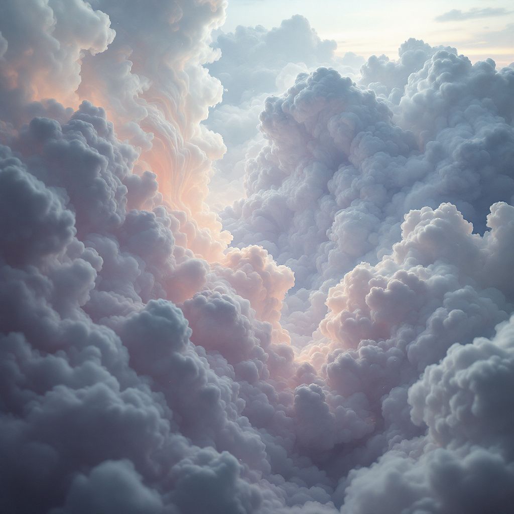 Dubstep AI Album Cover — Ethereal and swirling cloud patterns that mimic bass vibrations, cinematic mood, enveloping atmosphere, subtle grey and muted purple tones, highly detailed, photorealistic