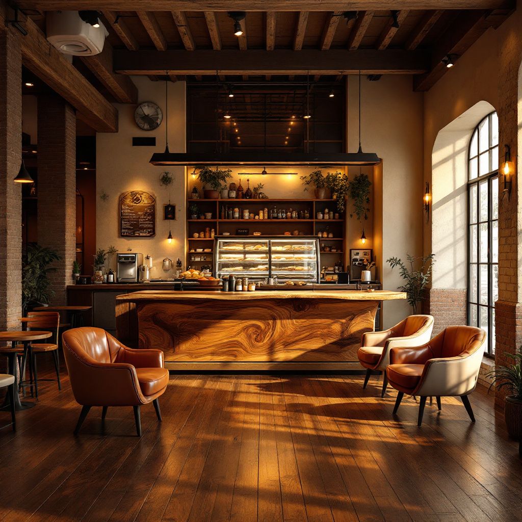 Chillout AI Album Cover — A cozy coffee shop interior, cinematic perspective, warm ambient lighting, browns and creams color palette, intimate feel, highly detailed, professional grade