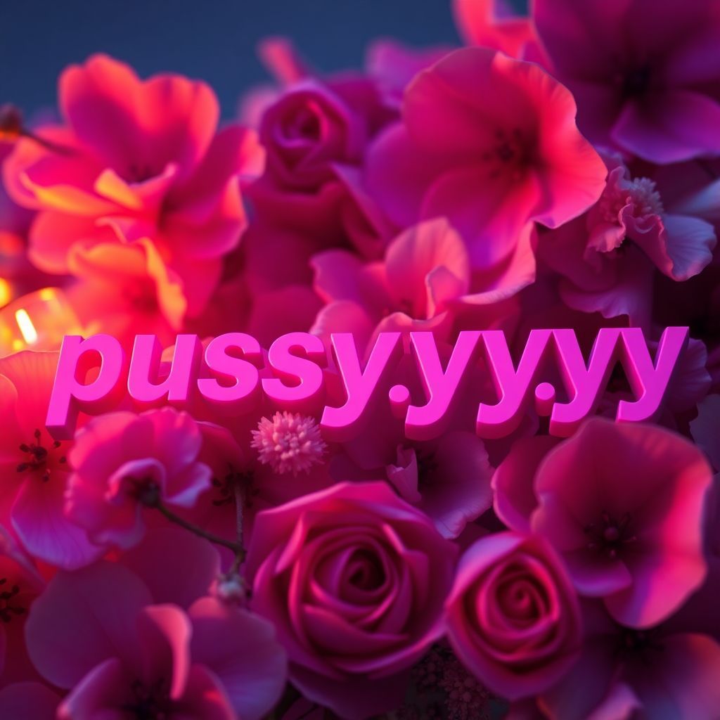 Latin AI Album Cover — A sultry and vibrant album cover featuring a close-up of the title "pussyyyyyy" in bold, playful typography; surrounded by abstract floral elements and soft lighting, in a warm color palette of pinks and golds; highly detailed, photorealistic, with an erotic and inviting mood, 8k resolution